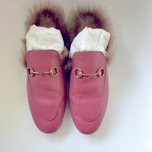 Gucci Princeton slide w fur in pink sz 39 With box, shoe bags